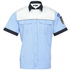 Camasa bluza cu banda - maneca scurta - Politia locala - dama (alb/bleu/blumarin)
