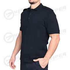 Tricou Polo Bleumarin Neinscriptionat (50% Bumbac - 50% Poliester, cu port embleme/pix)