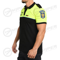 Tricou polo Politia Locala (Hi-Vis/Negru, maneca scurta)