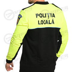 Tricou polo Politia Locala (Hi-Vis/Negru, maneca lunga)