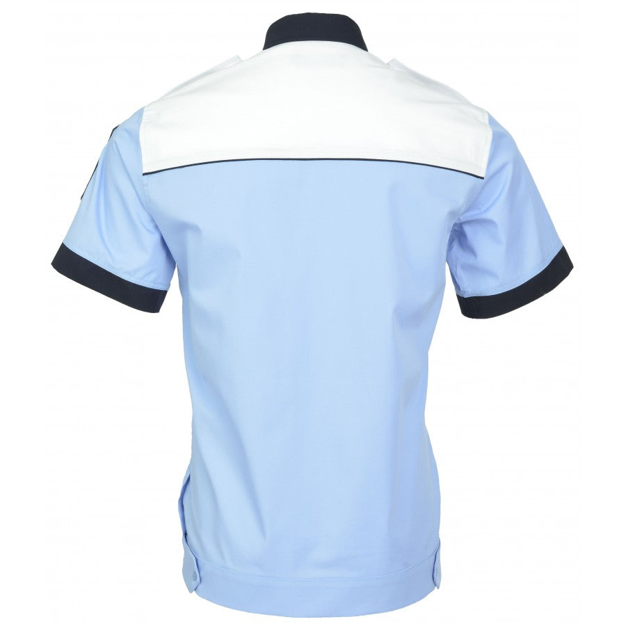 Camasa bluza cu banda - maneca scurta - Politia locala - barbati (alb/bleu/bleumarin)
