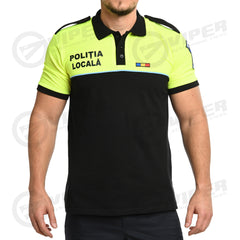 Tricou Polo Politia Locala (Hi-Vis/Negru, maneca scurta)