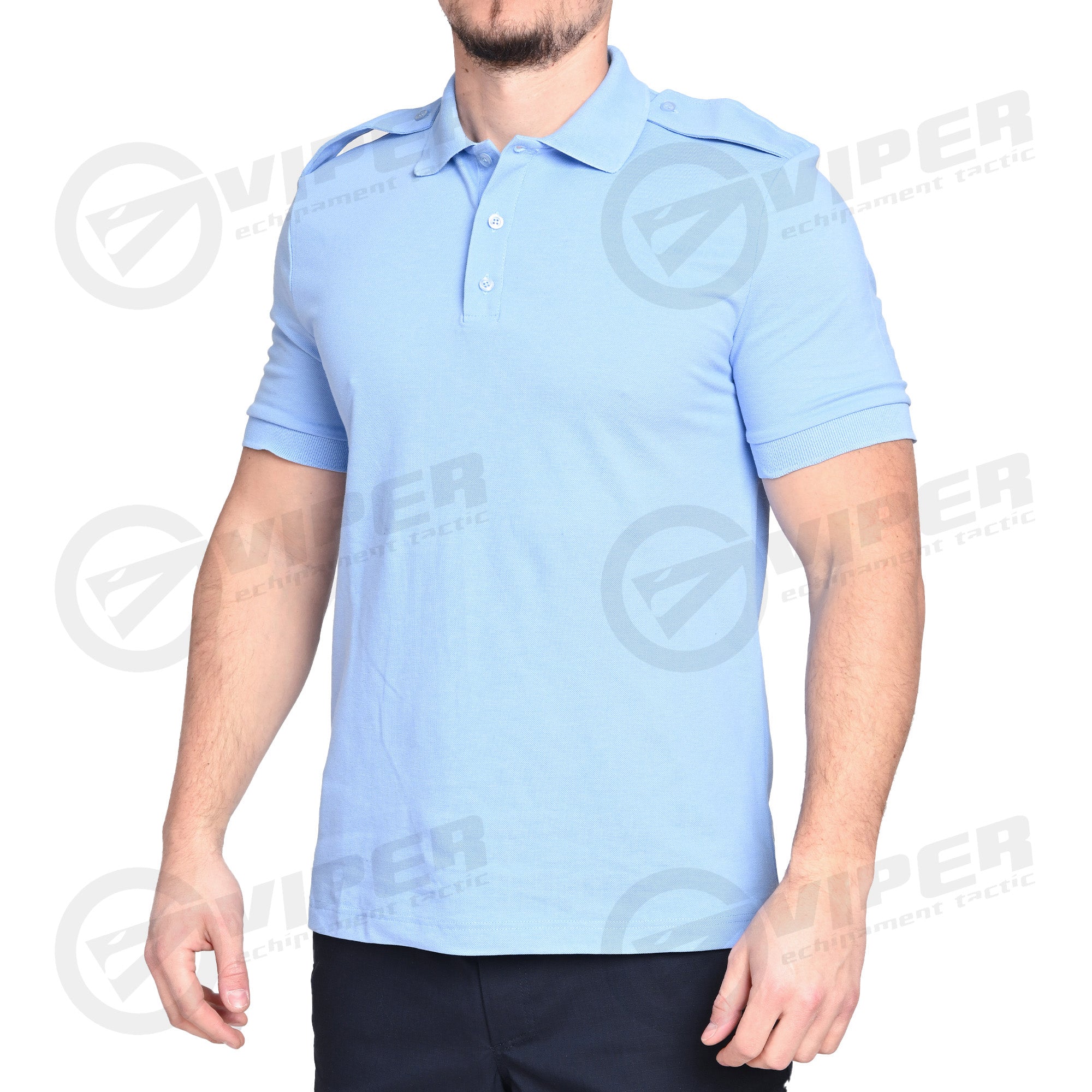 Tricou Polo Bleu Neinscriptionat (50% Bumbac - 50% Poliester)