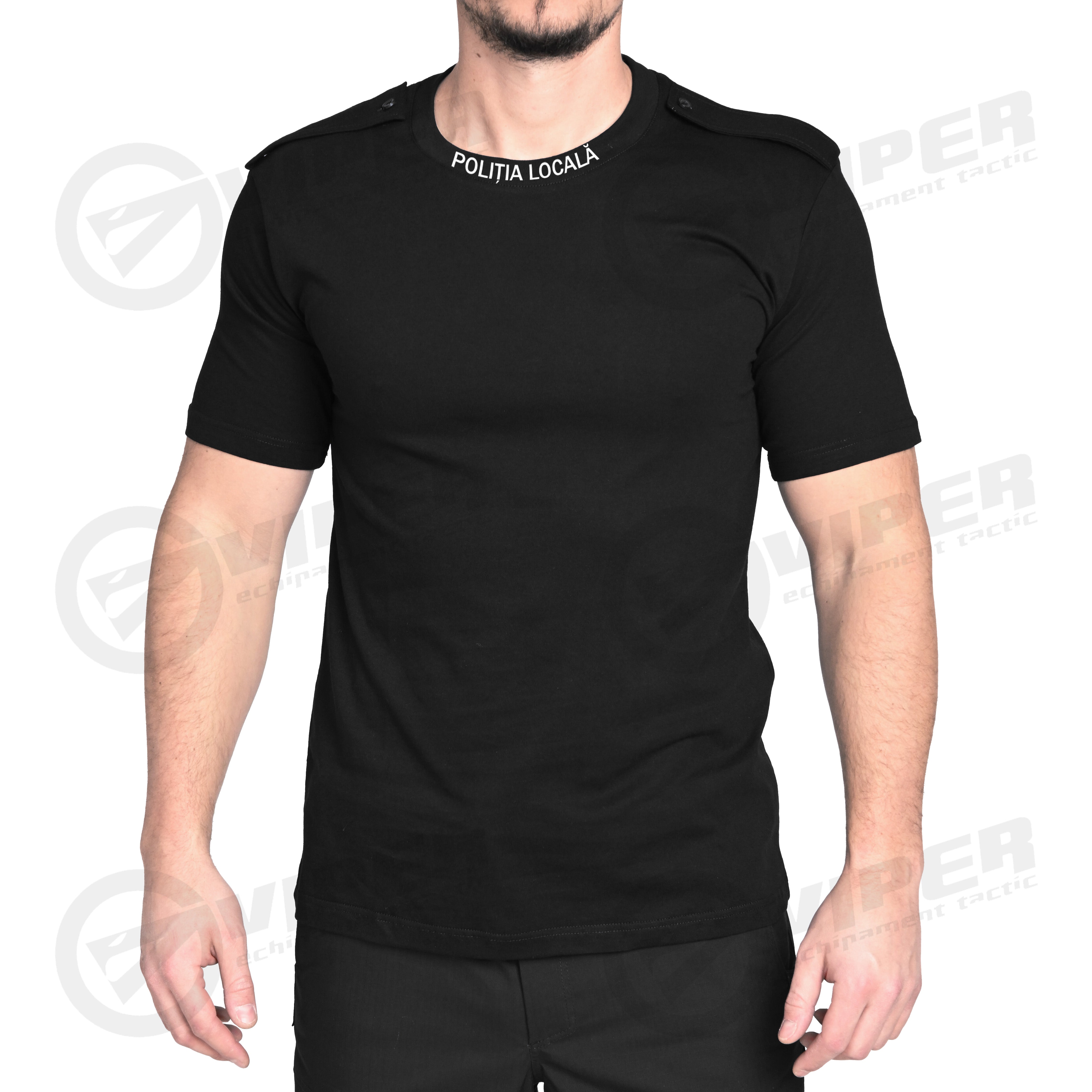 Tricou Negru Politia Locala (100% Bumbac)