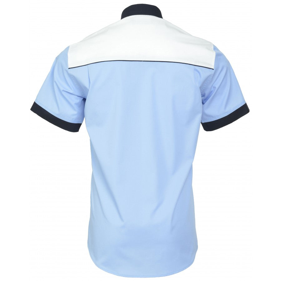 Camasa bluza cu banda - maneca scurta - Politie locala - dama (alb/bleu/bleumarin)