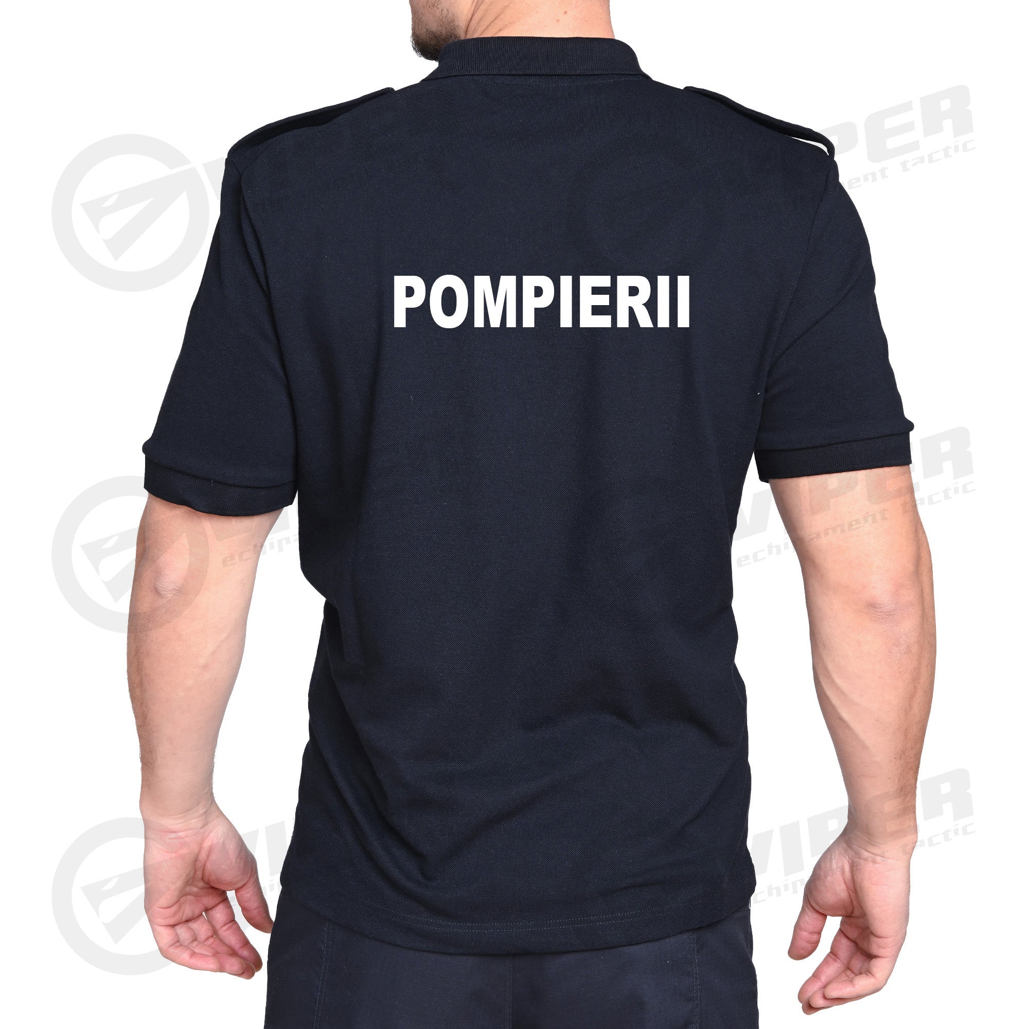 Tricou Polo Bleumarin Pompierii (50% Bumbac - 50% Poliester, cu emblema)