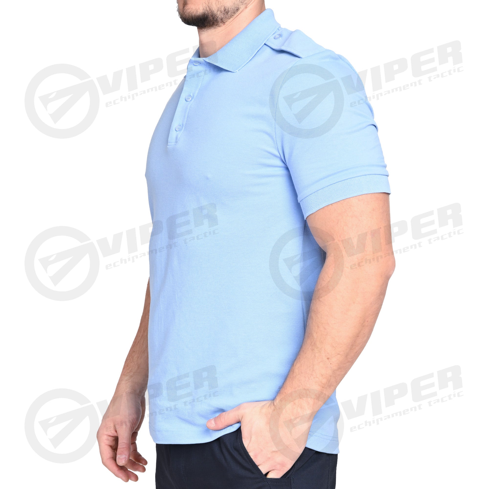 Tricou Polo Bleu Neinscriptionat (50% Bumbac - 50% Poliester)