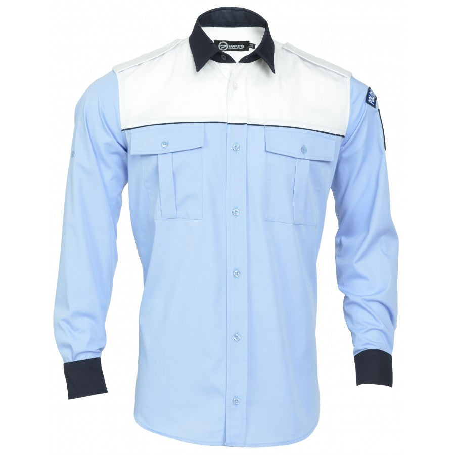 Camasa bluza - maneca lunga - Politie locala - barbati (alb/bleu/bleumarin)
