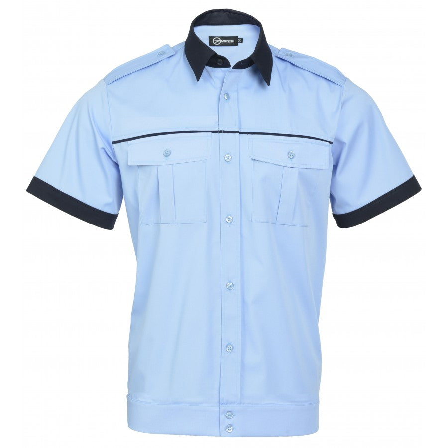Blouse shirt with band - short sleeve - Local Police - men (blue/navy blue) 