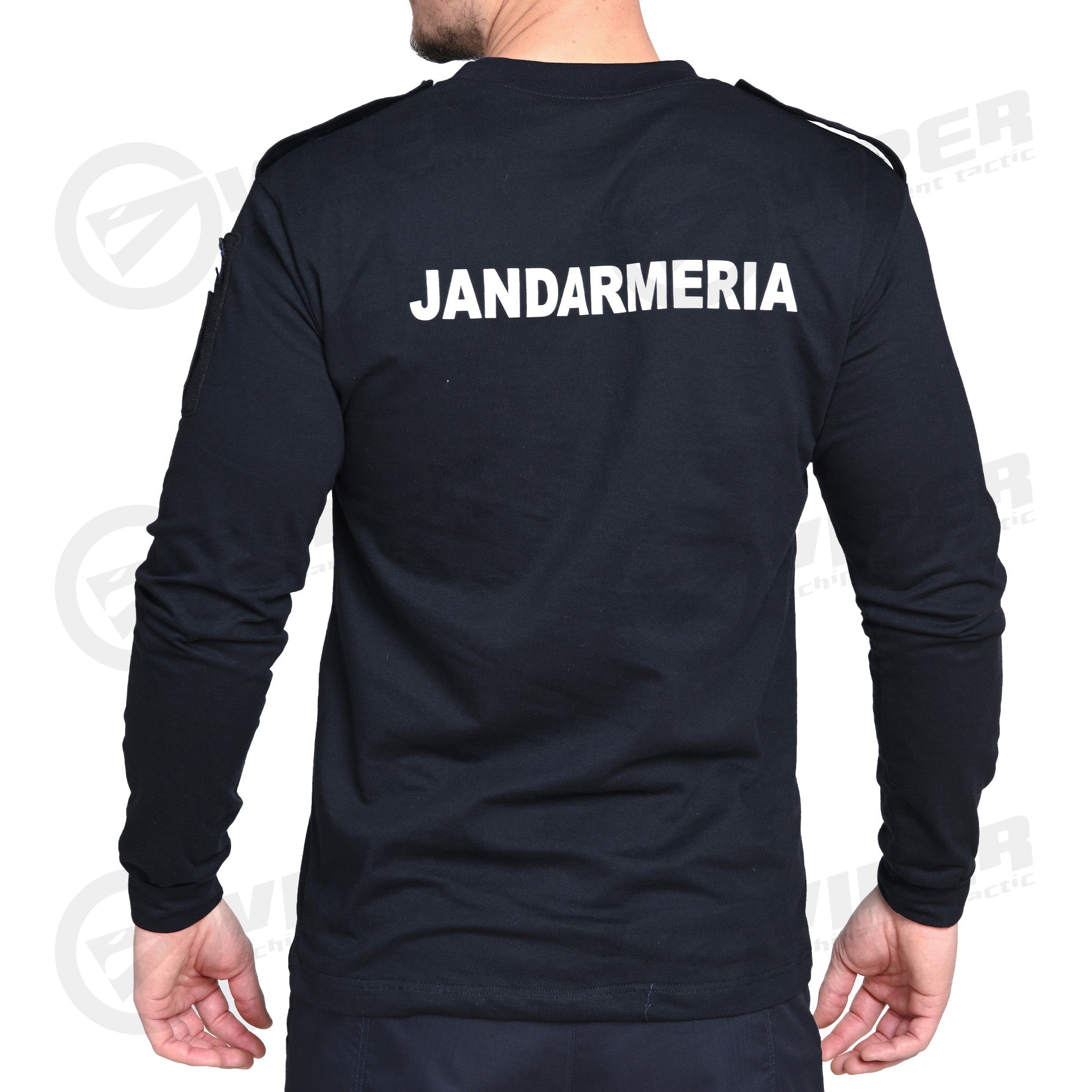 Tricou Maneca Lunga Bleumarin Jandarmeria (100% Bumbac, inscriptionat la baza gatului)