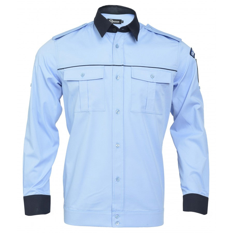 Blouse shirt with band - long sleeve - Local Police - men (blue/navy blue) 